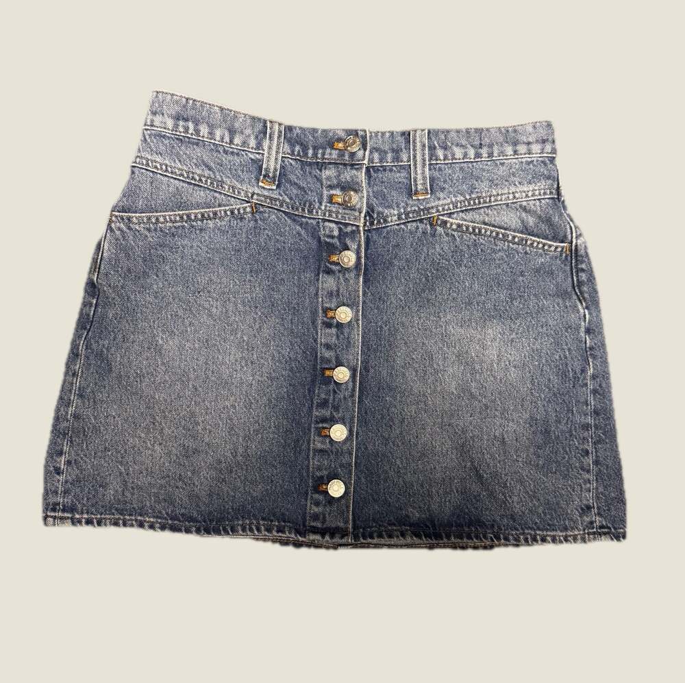 Madewell Button-Front A-Line Denim Mini Skirt 29 - Picture 5 of 8